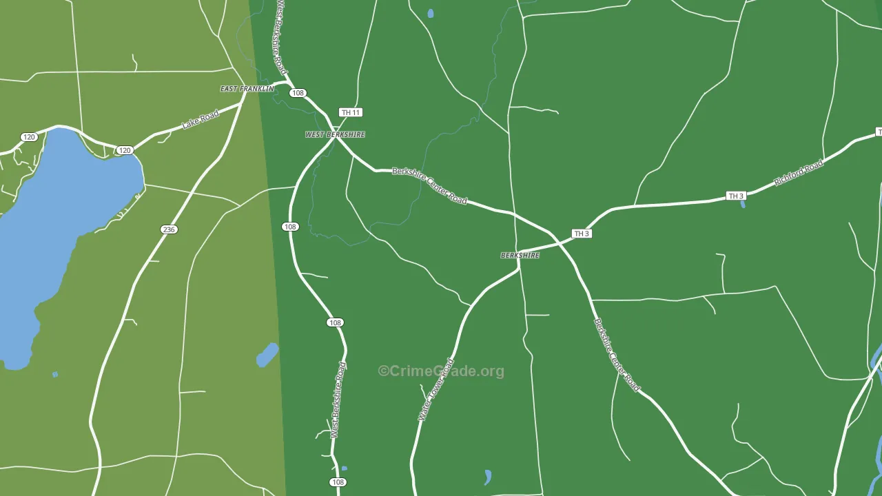 West Berkshire, VT Map of Arson Rates