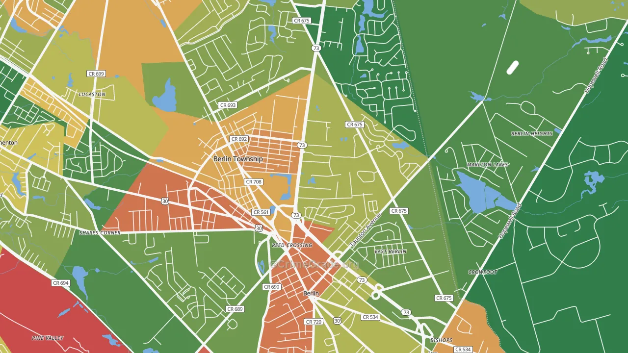West Berlin, NJ Map of Arson Rates