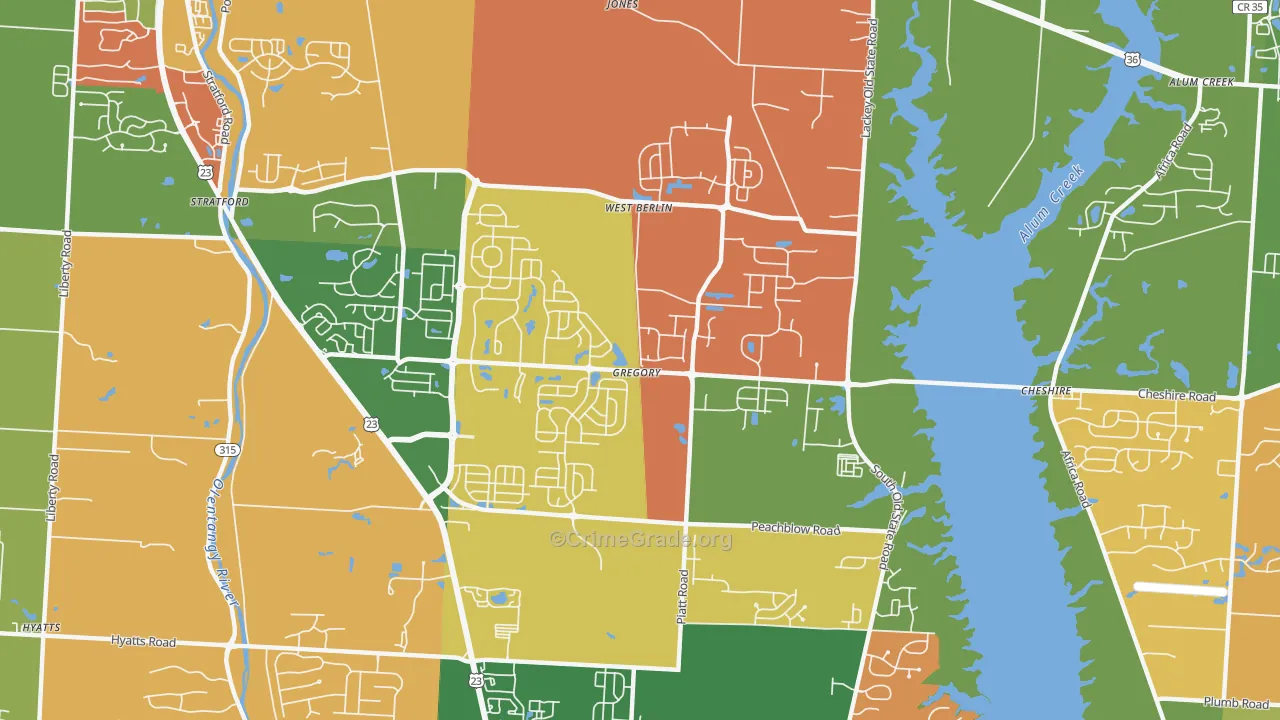 West Berlin, OH Map of Arson Rates
