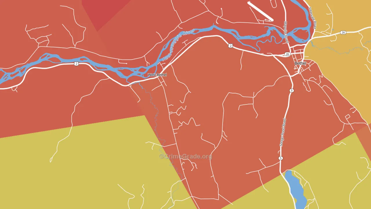 West Bethel, ME Map of Arson Rates