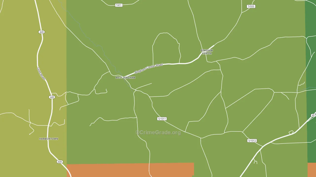 West Bingham, PA Map of Arson Rates