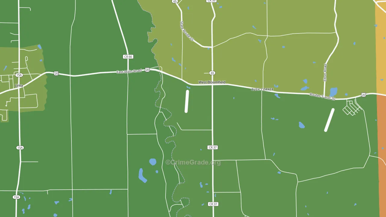 West Bloomfield, NY Map of Arson Rates