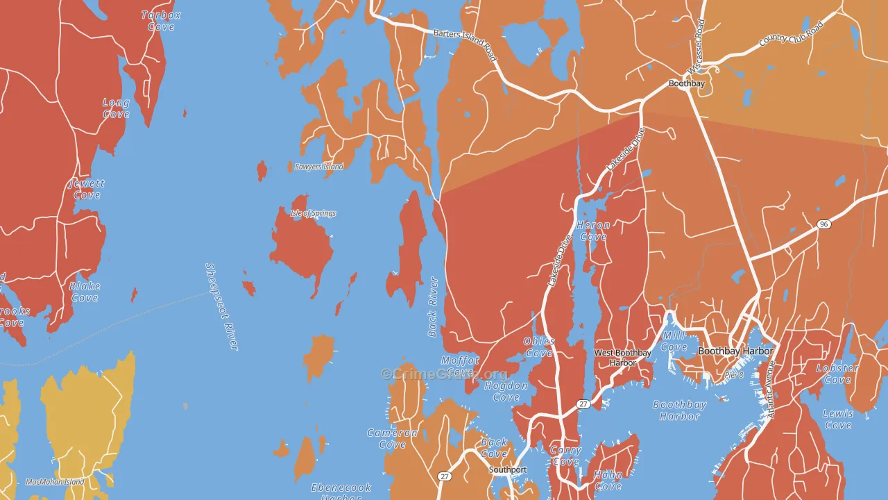 West Boothbay Harbor, ME Map of Arson Rates