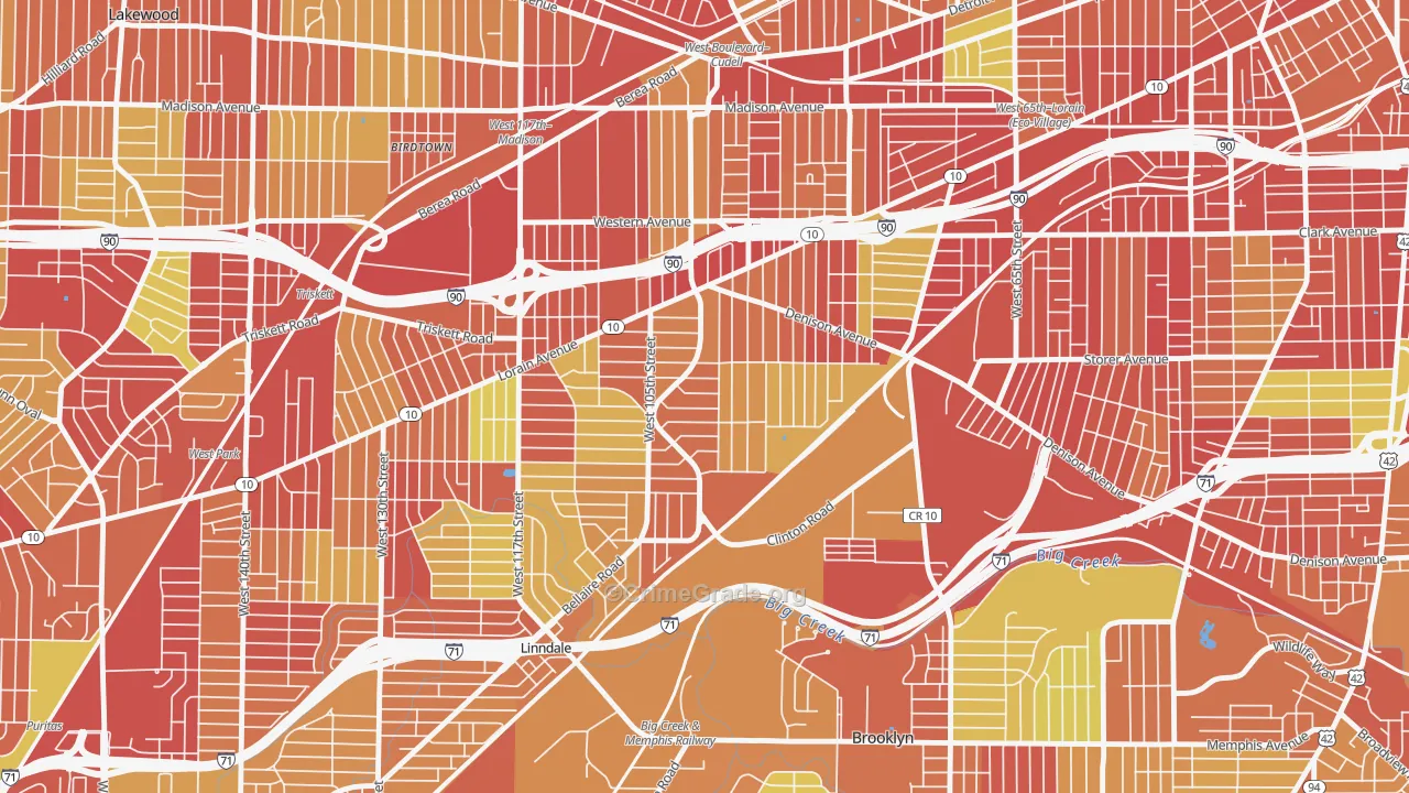 West Boulevard, Cleveland, OH Map of Arson Rates