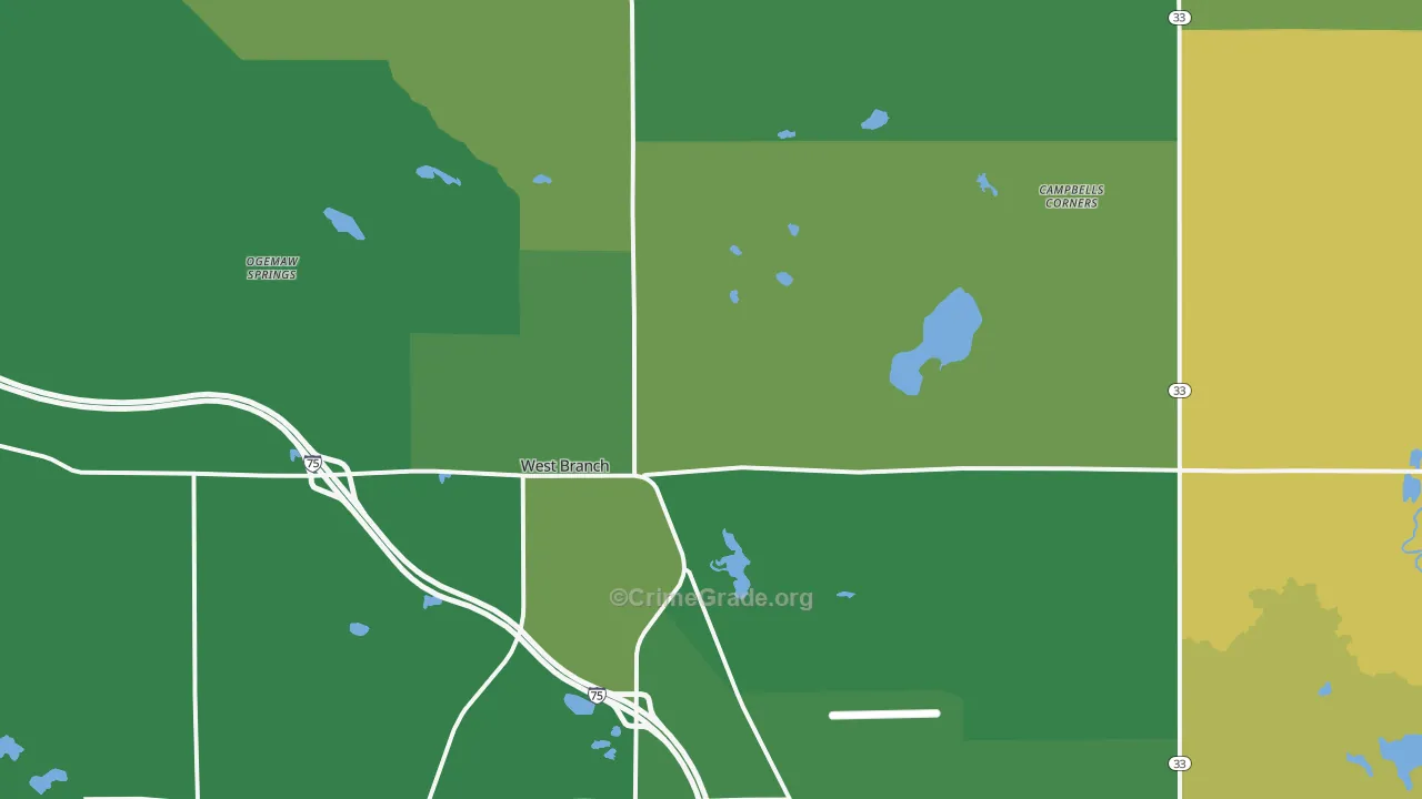 West Branch, MI Map of Arson Rates