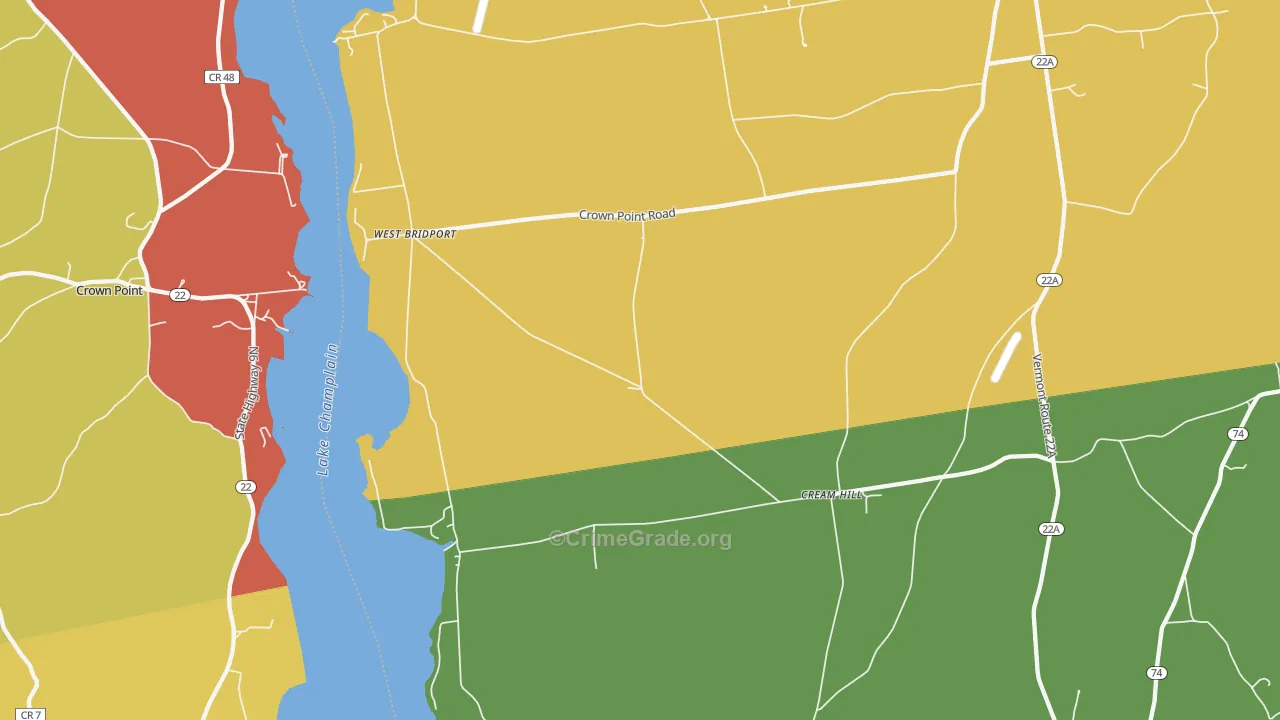 West Bridport, VT Map of Arson Rates
