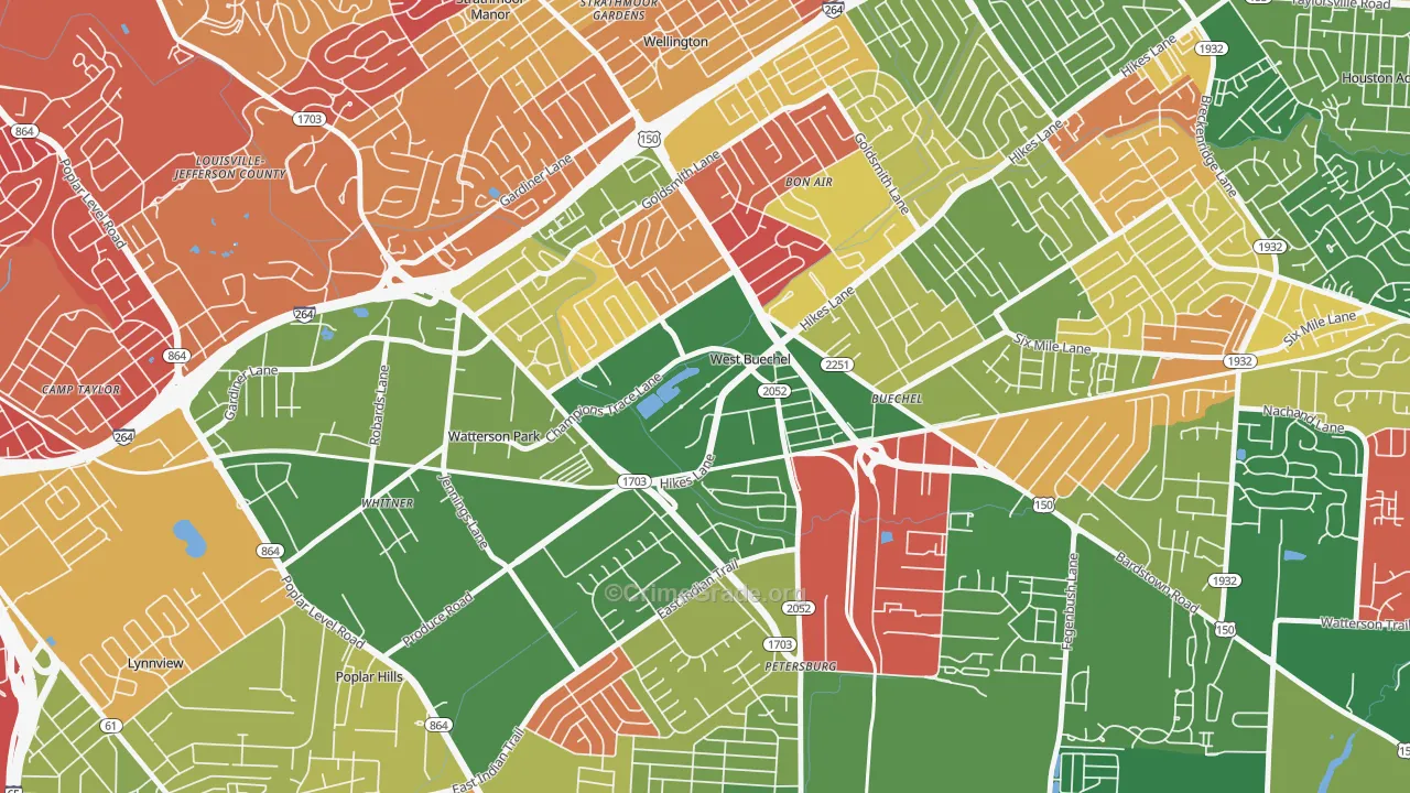 West Buechel, KY Map of Arson Rates