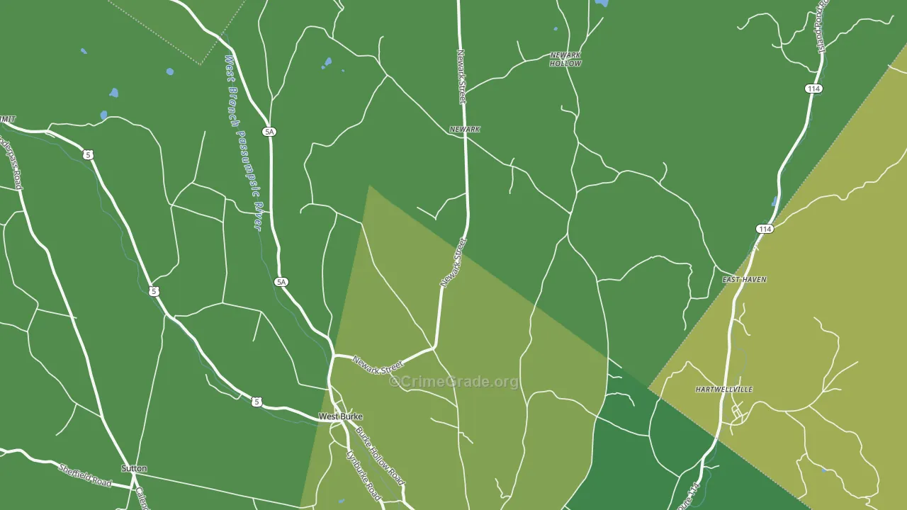 West Burke, VT Map of Arson Rates