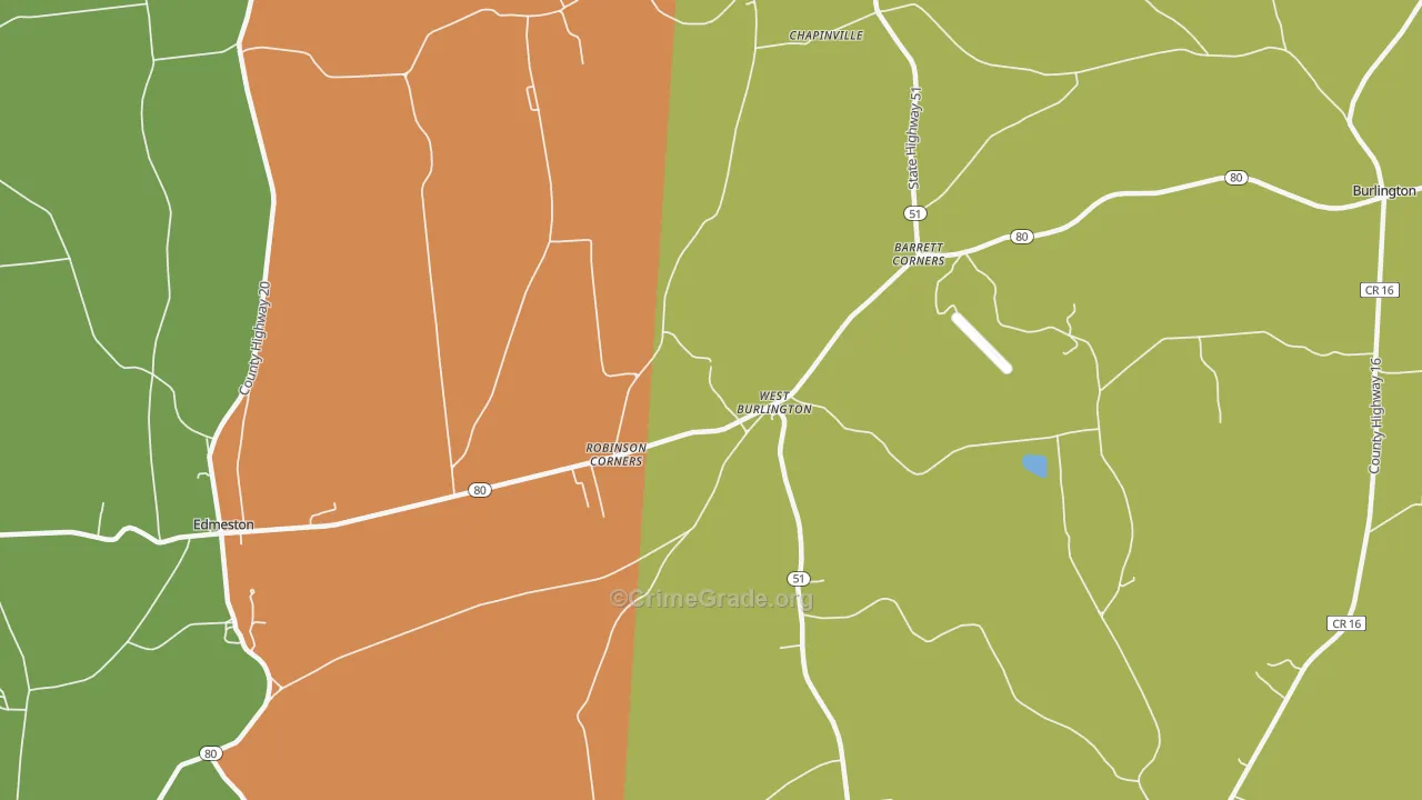 West Burlington, NY Map of Arson Rates