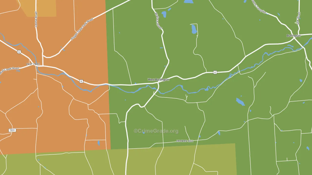 West Burlington, PA Map of Arson Rates