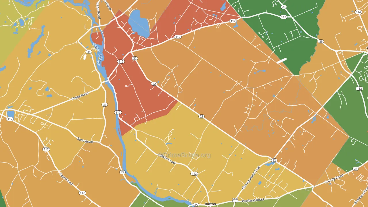West Buxton, ME Map of Arson Rates
