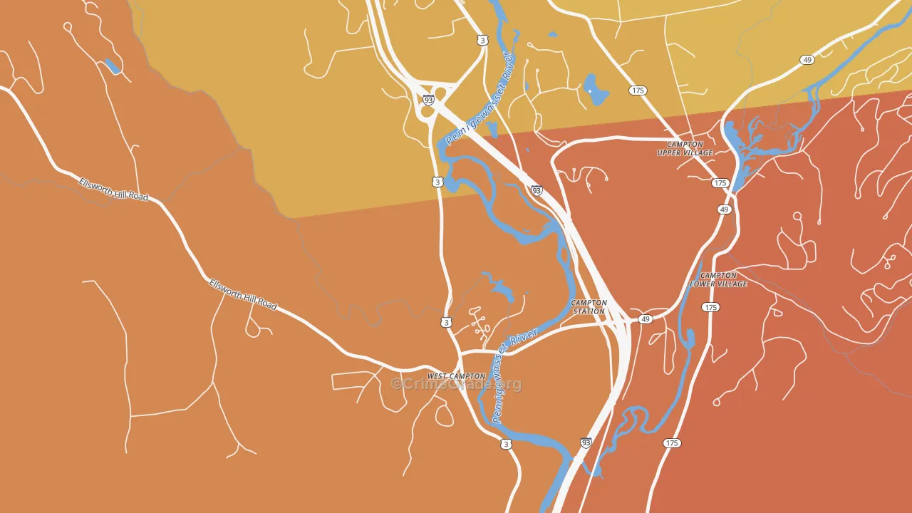 West Campton, NH Map of Arson Rates