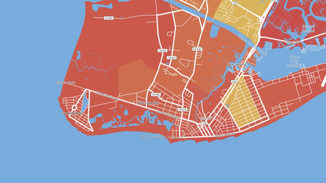 West Cape May, NJ Map of Arson Rates