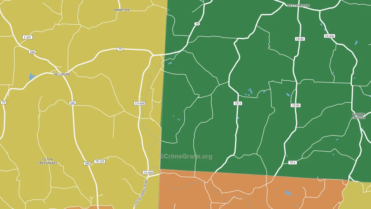 West Carlisle, OH Map of Arson Rates