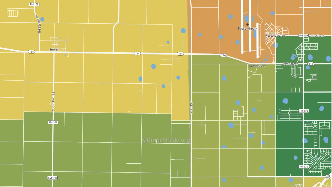 West Carlisle, TX Map of Arson Rates