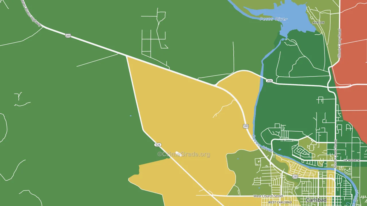 West Carlsbad, NM Map of Arson Rates