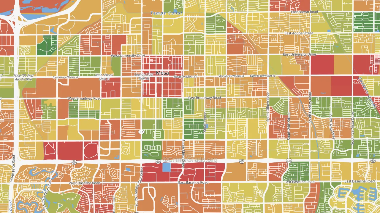West Central, Mesa, AZ Map of Arson Rates