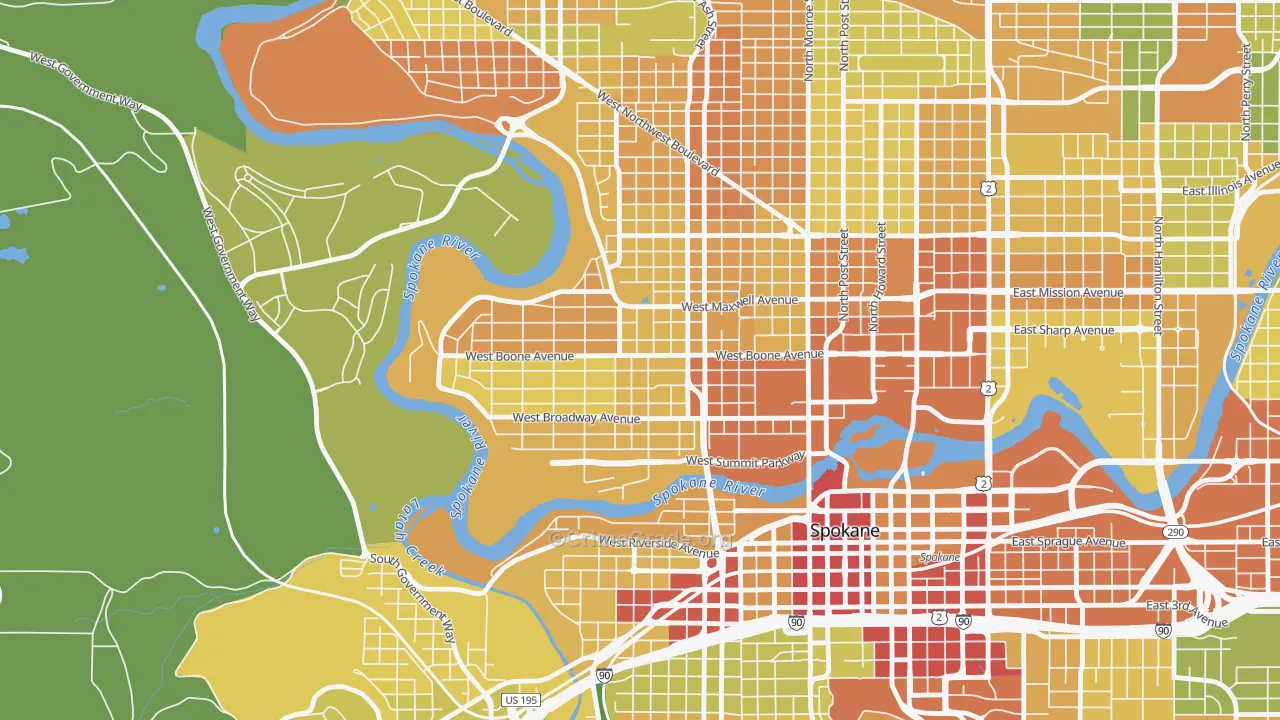 West Central, Spokane, WA Map of Arson Rates