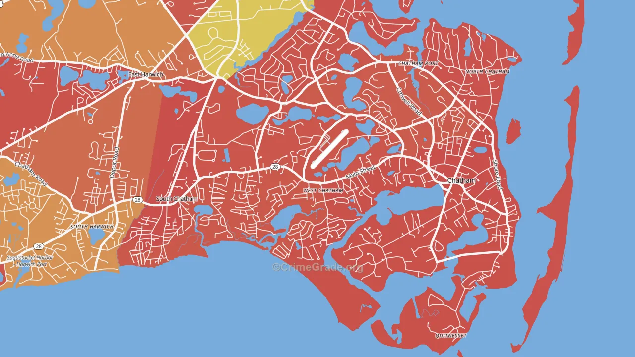 West Chatham, MA Map of Arson Rates
