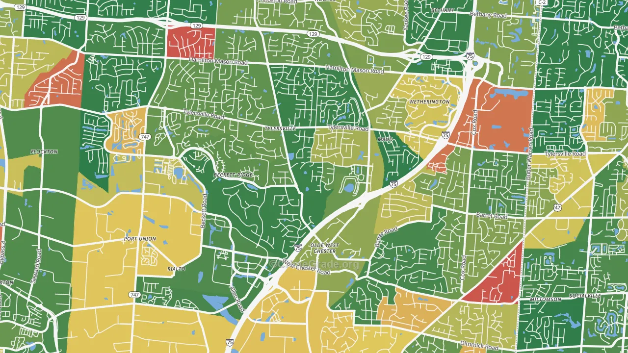 West Chester, OH Map of Arson Rates