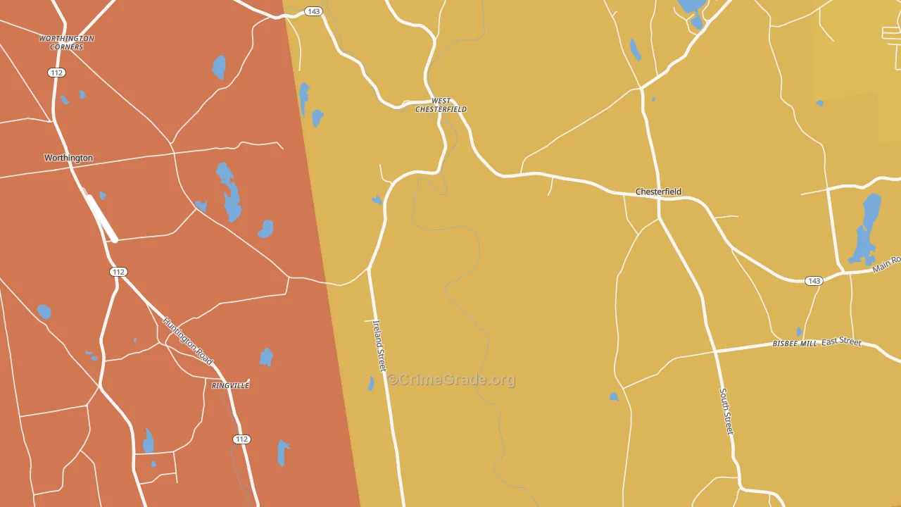 West Chesterfield, MA Map of Arson Rates
