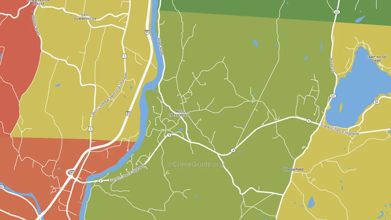 West Chesterfield, NH Map of Arson Rates