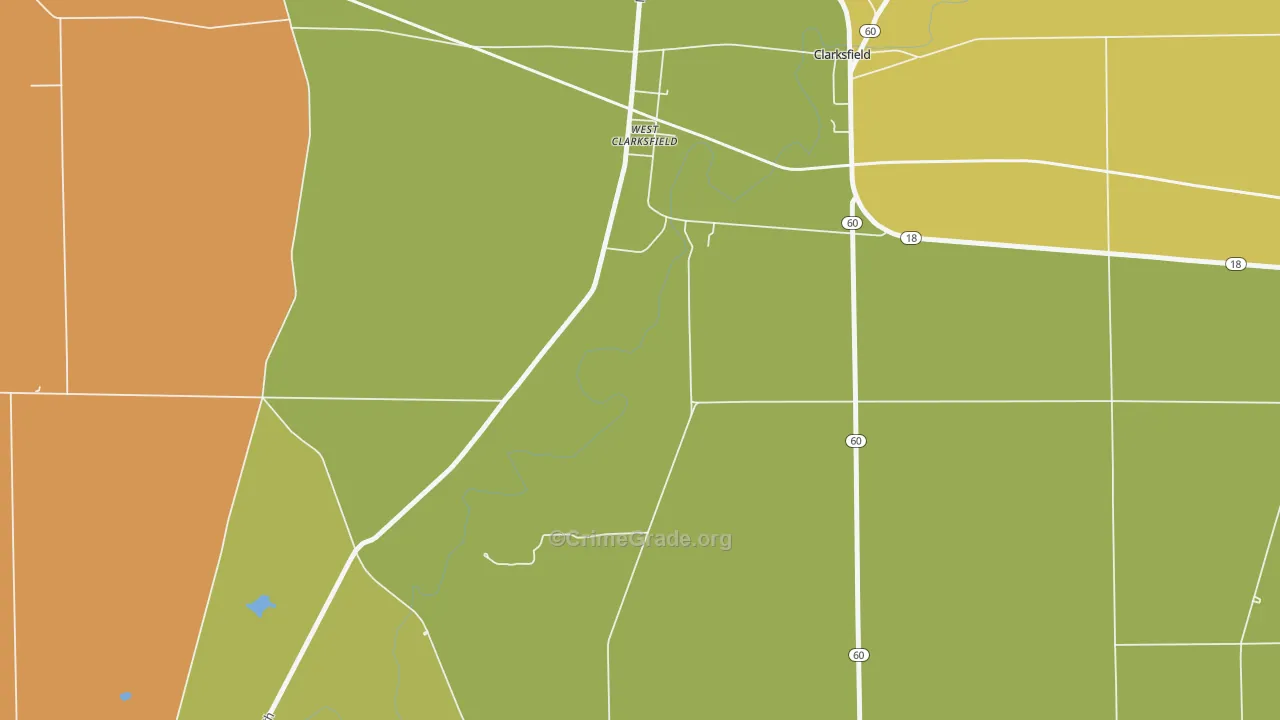 West Clarksfield, OH Map of Arson Rates