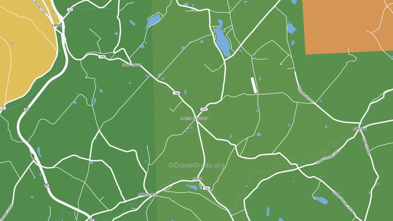 West Clifford, PA Map of Arson Rates