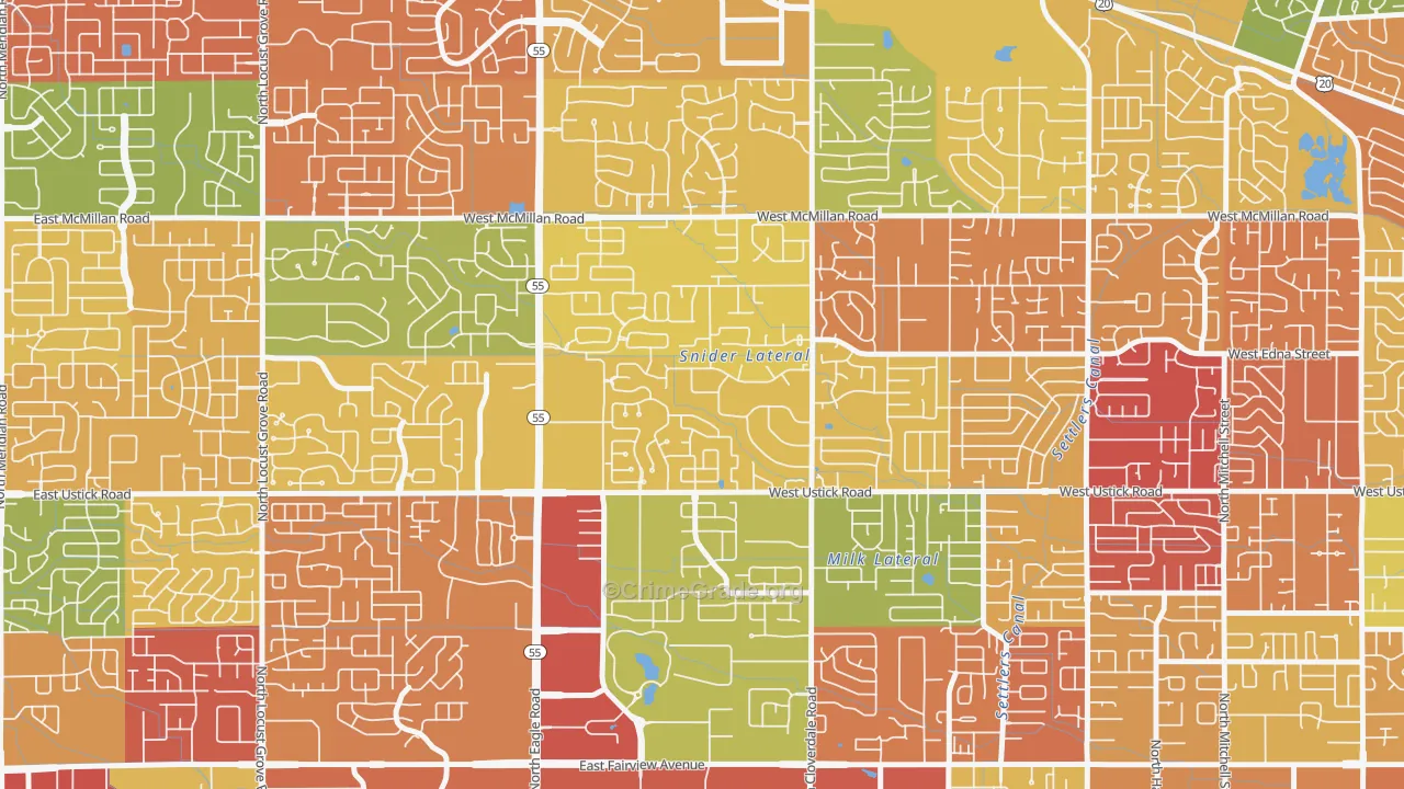 West Cloverdale, Boise, ID Map of Arson Rates