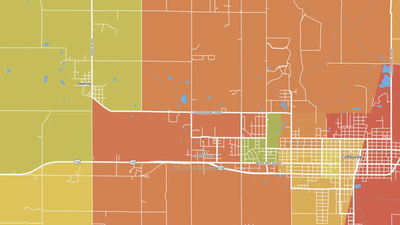 West Coffeyville, KS Map of Arson Rates