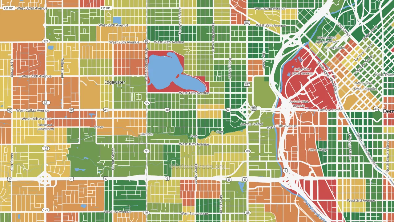 West Colfax, Denver, CO Map of Arson Rates