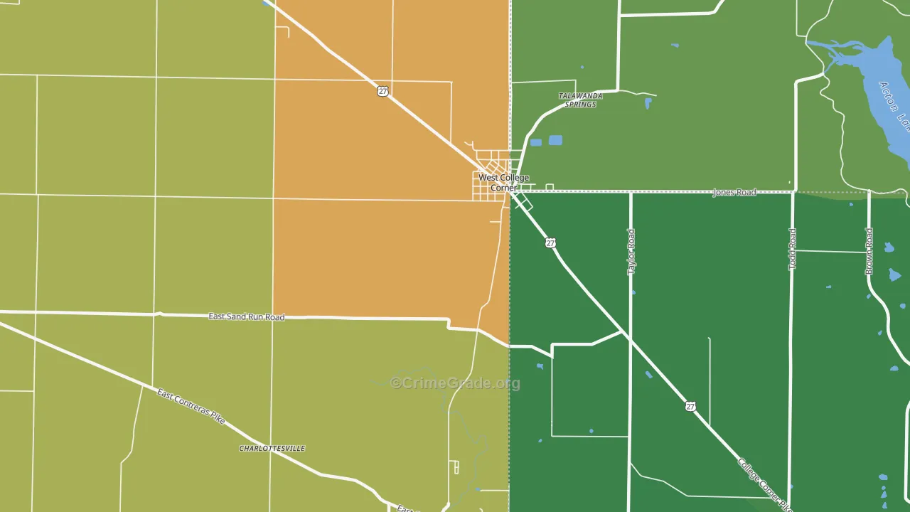 West College Corner, IN Map of Arson Rates