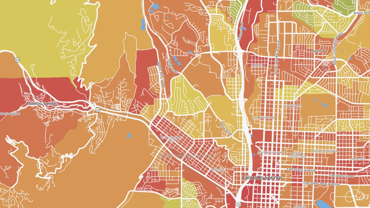 West Colorado Springs, Colorado Springs, CO Map of Arson Rates