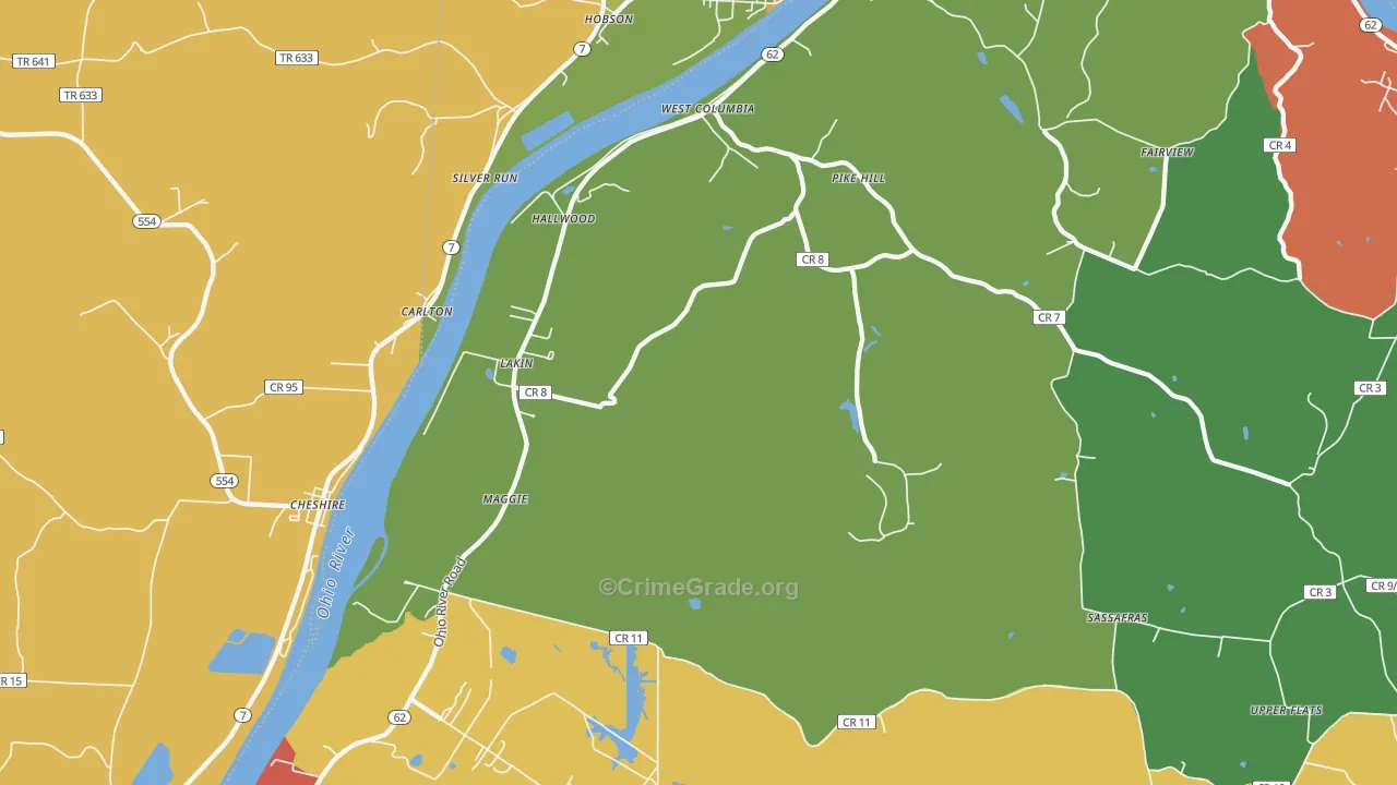 West Columbia, WV Map of Arson Rates