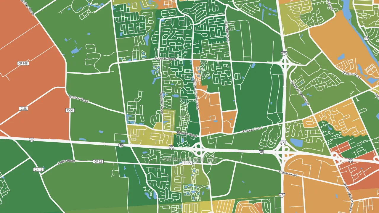 West Columbus Interim, Hilliard, OH Map of Arson Rates
