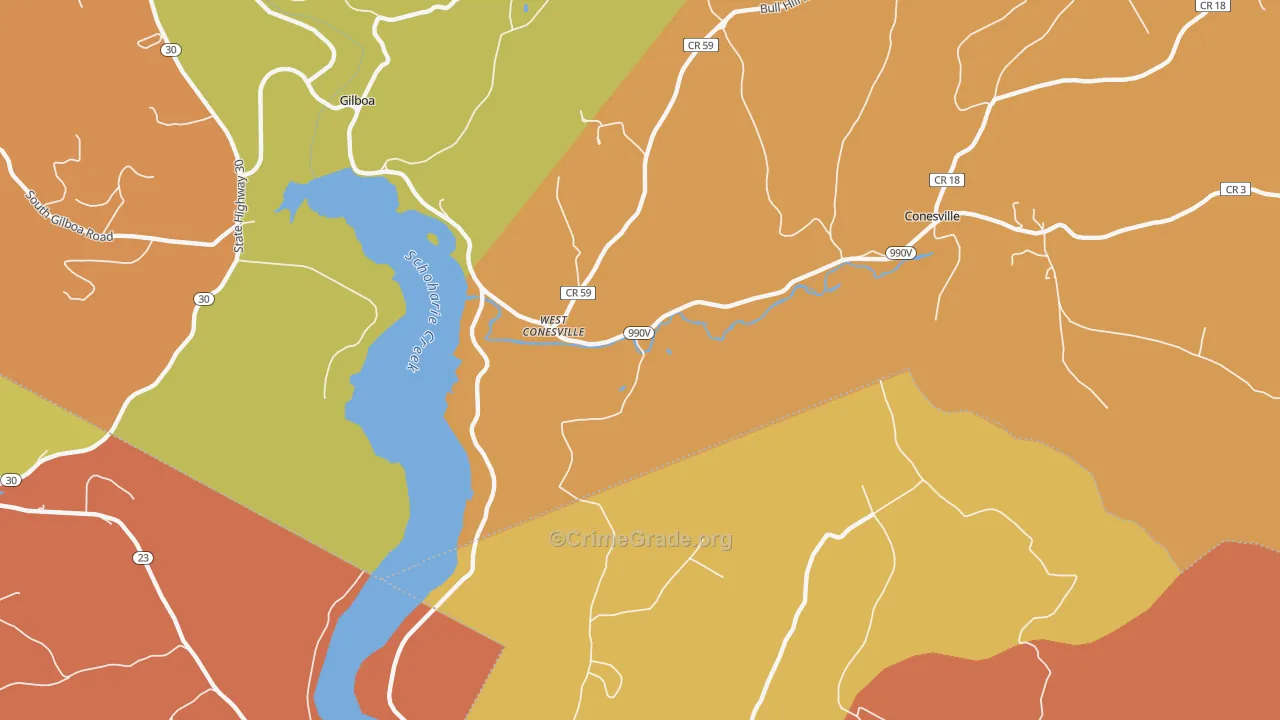 West Conesville, NY Map of Arson Rates