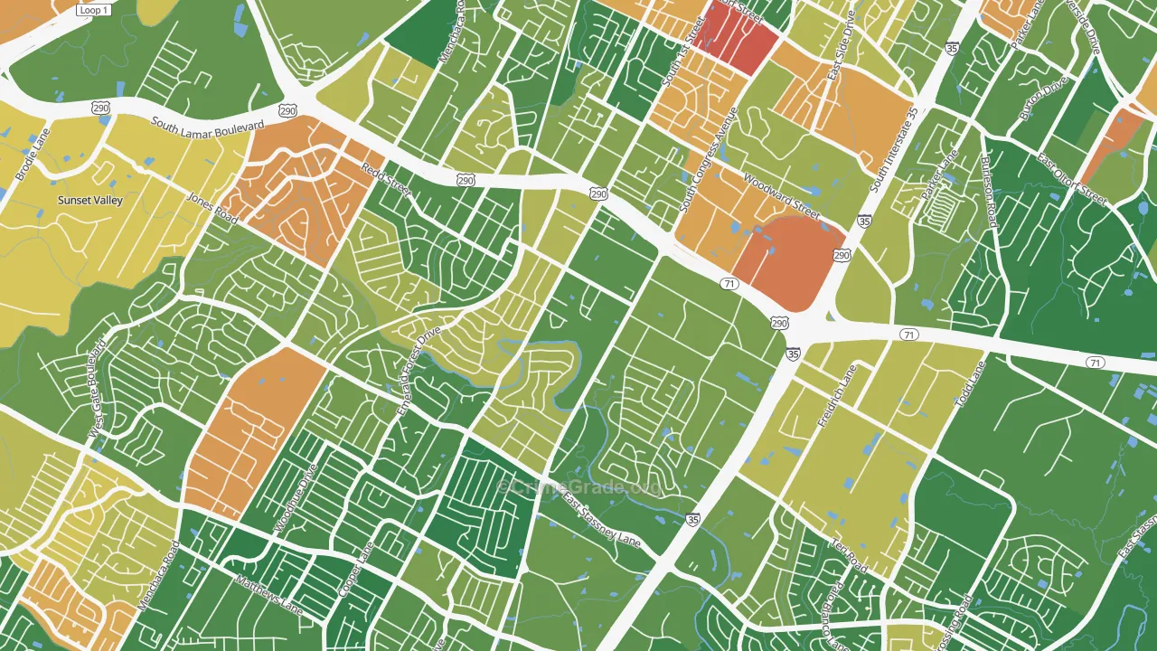West Congress, Austin, TX Map of Arson Rates