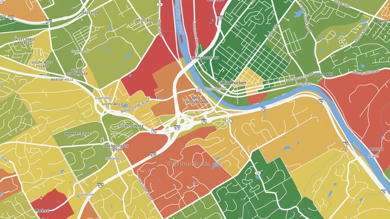 West Conshohocken, PA Map of Arson Rates