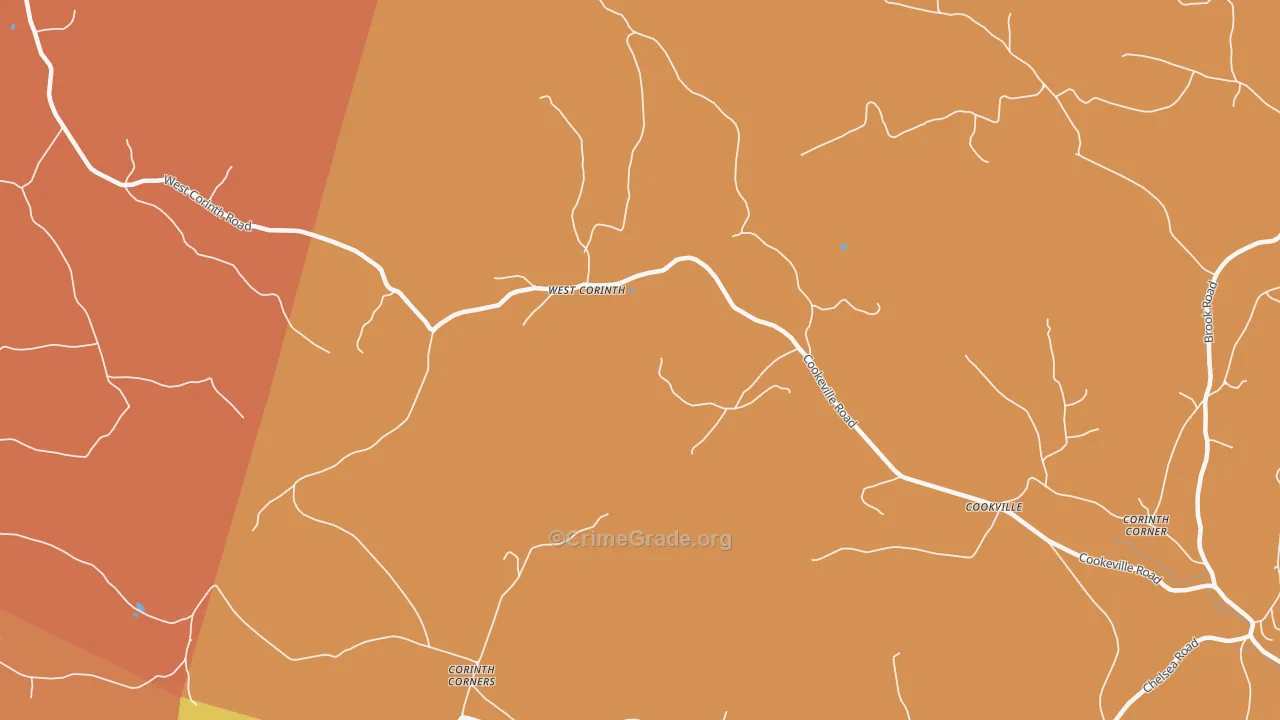West Corinth, VT Map of Arson Rates