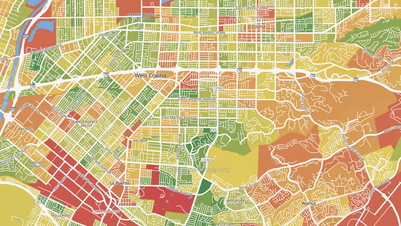 West Covina, CA Map of Arson Rates