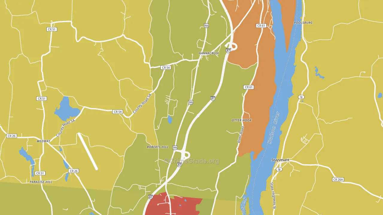 West Coxsackie, NY Map of Arson Rates