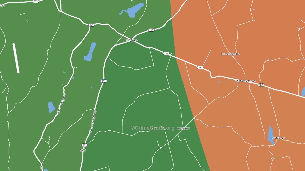 West Damascus, PA Map of Arson Rates