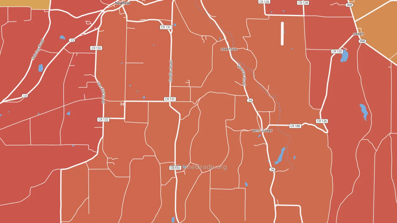 West Danby, NY Map of Arson Rates