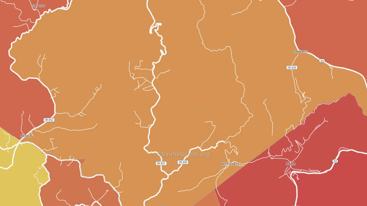 West Dante, VA Map of Arson Rates