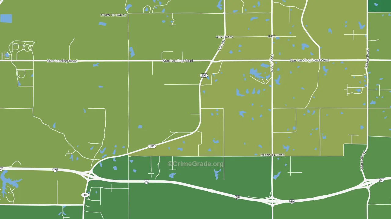 West Days, MS Map of Arson Rates