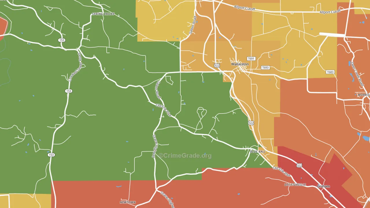 West Decatur, PA Map of Arson Rates