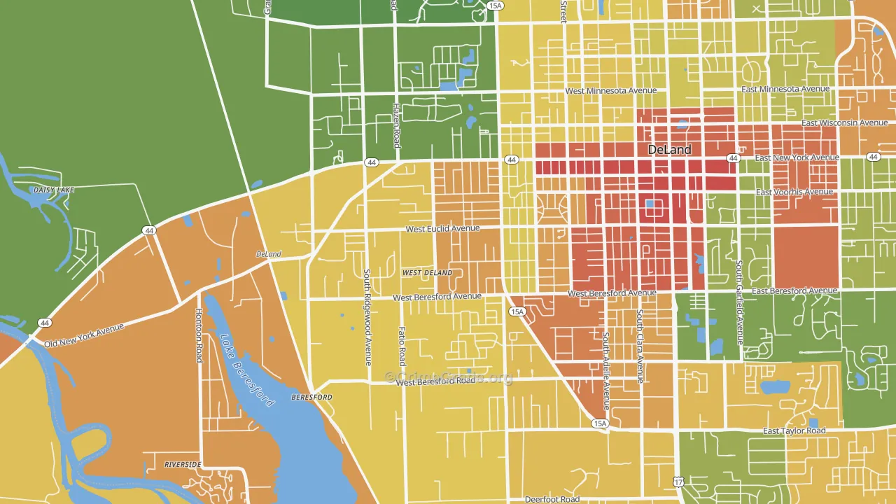West DeLand, FL Map of Arson Rates