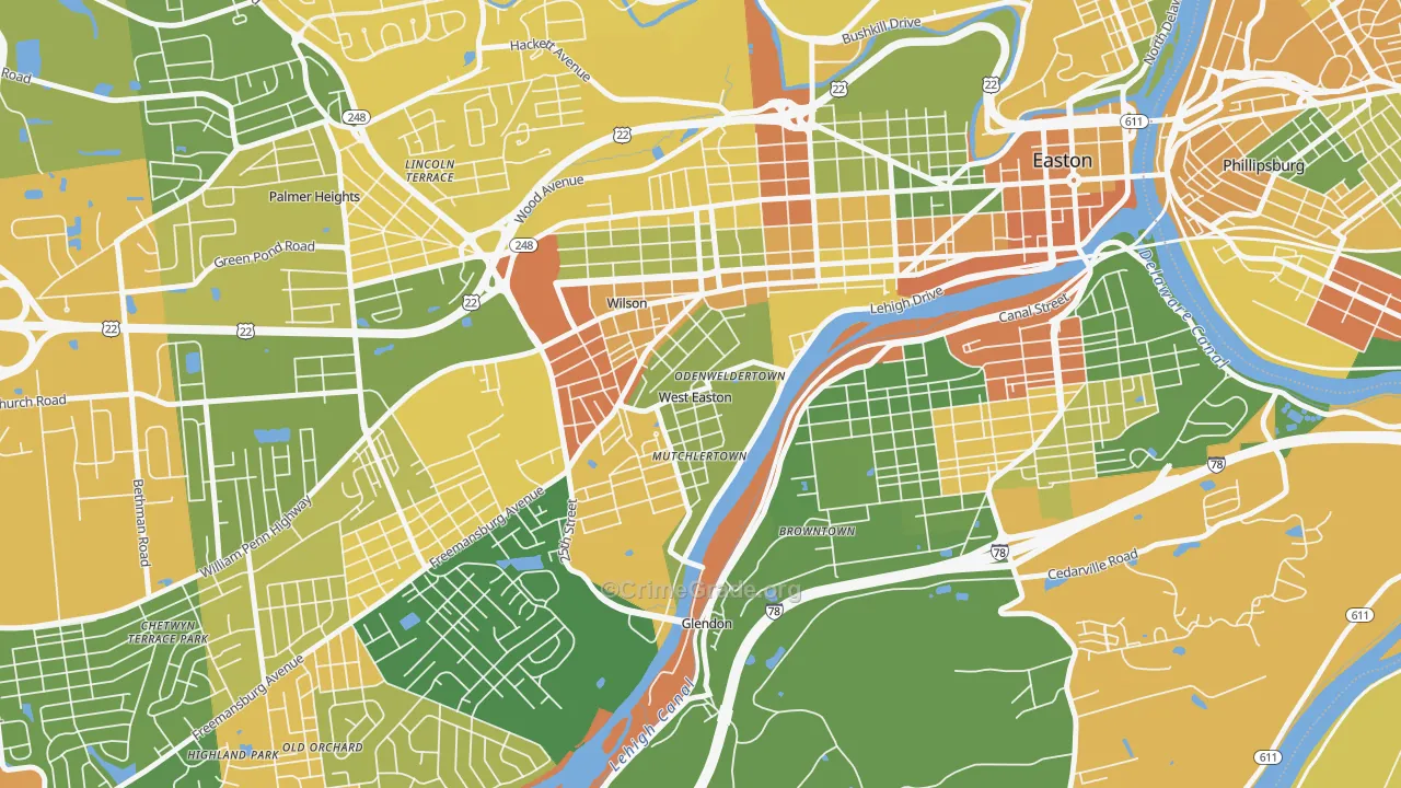 West Easton, PA Map of Arson Rates