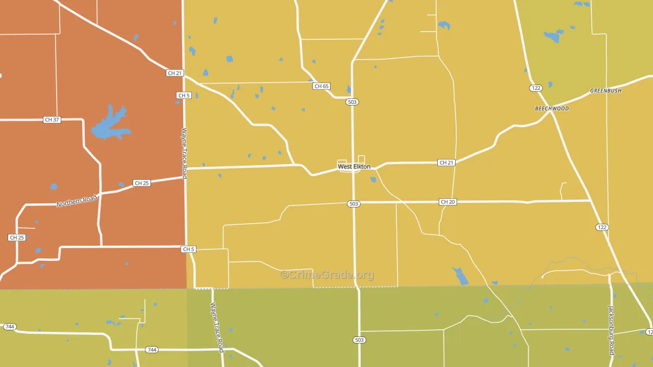 West Elkton, OH Map of Arson Rates