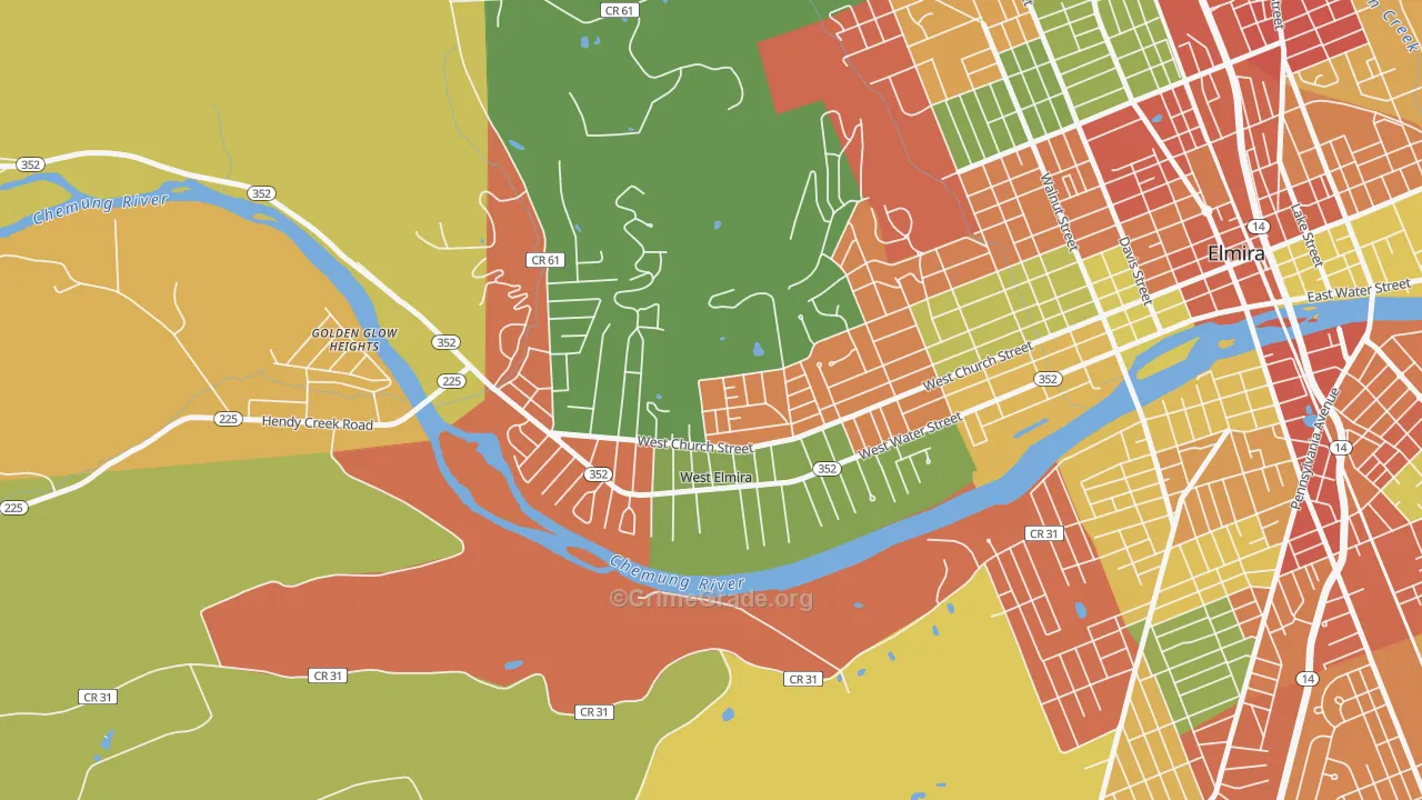 West Elmira, NY Map of Arson Rates
